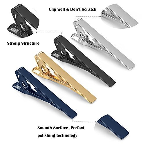 SEVENSTONE 8Pcs Tie Clips for Men Tie Pin Set Ties Necktie Business Bar Clips - Image 3