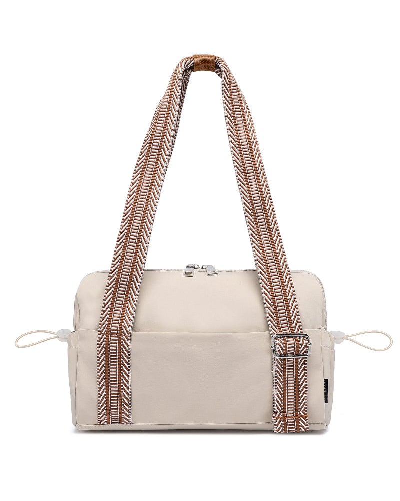 BAVERGE Small Gym Bag for Women Mini Duffle Bag with Guitar Strap Lightweight Waterproof Cute Tote with Wet Compartment for Girls Workout Sport Travel Beige - Image 2