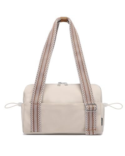 BAVERGE Small Gym Bag for Women Mini Duffle Bag with Guitar Strap Lightweight Waterproof Cute Tote with Wet Compartment for Girls Workout Sport Travel Beige - Image 1