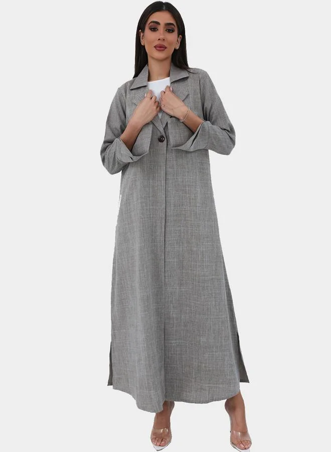 Elena by DStyle Elena by DStyle Notch Label Collar Double Cuff A-Line Abaya