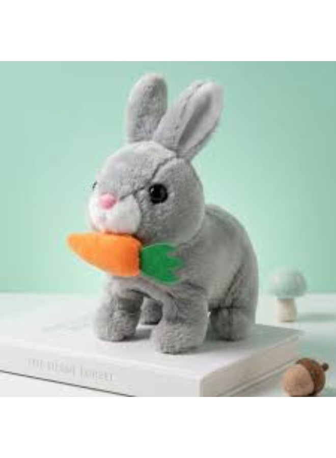 Interactive electronic stuffed bunny toy with sounds, a bunny that jumps with its nose and holds a carrot, a perfect gift for toddlers' birthdays. - Image 1