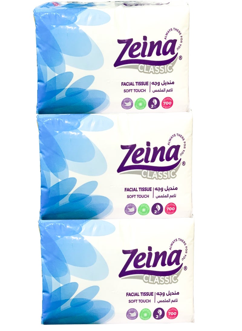 Zeina Trio Facial Tissues - Softer & Thicker 700 Tissue Pack of 3 (May vary package)  - Image 2