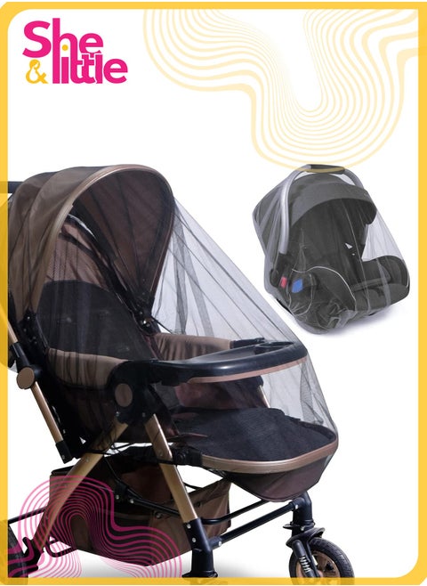 1Pack Baby Stroller Mosquito Net,High-Density Insect Protection Cover for Strollers, Bassinets, Playards, and Portable Cribs (Black)