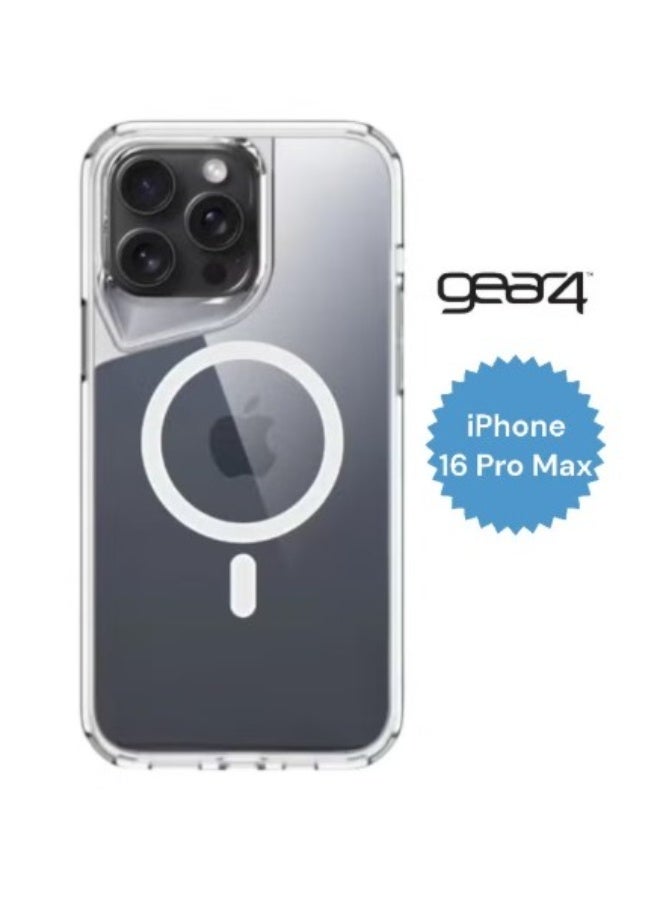 Gear4 iPhone 16 Pro Max  Ultra-Hybrid Clear Back Case Cover Compatible With Magsafe | Camera Protection | Hard Crystal Clear Back | Shockproof Bumper For Apple iPhone 16 Pro Max - Clear - Image 1