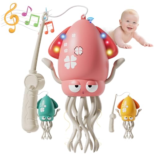 Treayes Baby Stocking Stuffers 612 1218 Months Boys Girls Tummy Time Musical Dancing Squid Crawling Octopus Toy for 1 2 3 4 5 Year Old Kid Toddler Birthday Christmas Gifts for Grandkids - Image 1