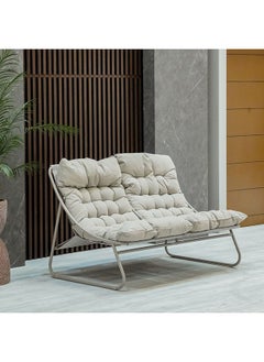 DANUBE HOME Judy 4 Seater Outdoor Sofa Set Steel Frame Garden Furniture Modern Design Lounge Sofa Sets 4 Pieces Outdoor Seating Table And Chairs Set For Patio Balcony Lawn Yard Beige  - Image 4