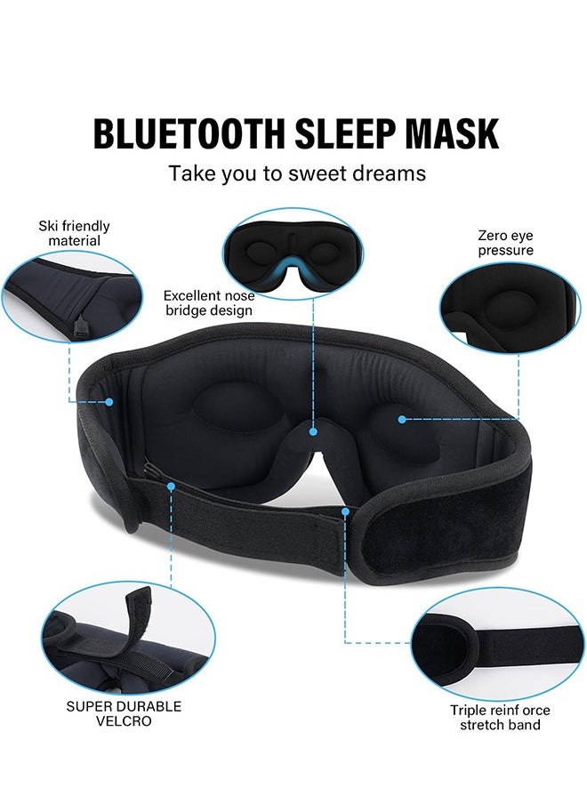 Hihonor Sleep Mask with Bluetooth Headphones,3D Sleep Mask Wireless Music Eye Mask for Side/Supine Sleepers, with Slim Stereo Speakers,Bluetooth Sleep Headphones,Perfect for Sleeping,Gifts for Women/Men  - Image 2