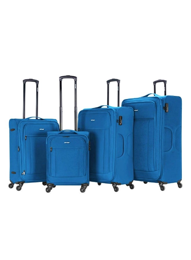 VIPTOUR 4-Piece Fabric Softside Luggage Set with 360° Spinner Wheels & Number Lock – Durable Polyester Travel Trolley Bag (20’’ / 24’’ / 28’’ / 32’’) - Blue - Image 1