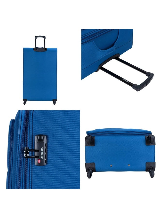 VIPTOUR 4-Piece Fabric Softside Luggage Set with 360° Spinner Wheels & Number Lock – Durable Polyester Travel Trolley Bag (20’’ / 24’’ / 28’’ / 32’’) - Blue - Image 5