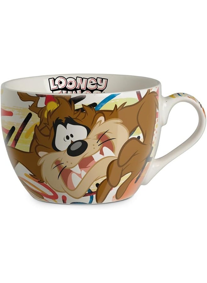 EGAN كوب إفطار لوني تونز 480 مل – كوب كرتوني جديد من الصين العظمية – آمن في غسالة الصحون والميكروويف – كوب رسمي قابل للجمع من لوني تونز (تاز) - Image 1
