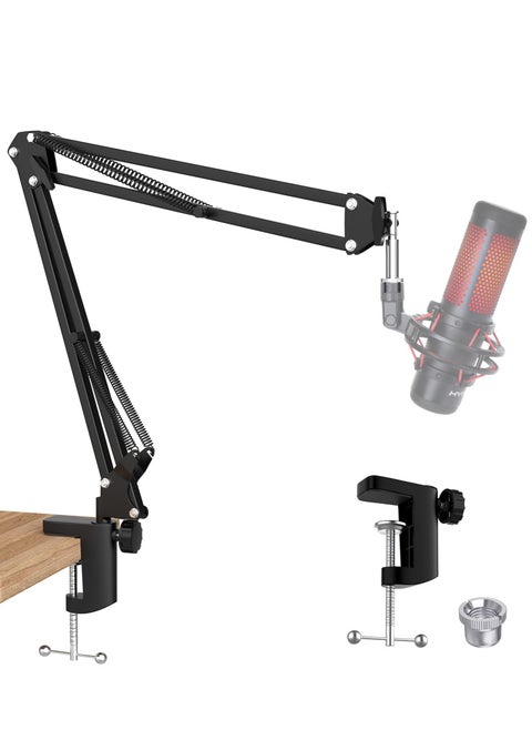 Boom Arm, Mic Arm Microphone Arm for HyperX QuadCast SoloCast Blue Yeti Fifine AM8 and Most Mic, Mic Stand Desk with 3/8 to 5/8 inch Adapter(without Microphone)