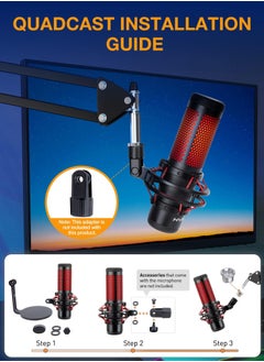 XiuWoo Boom Arm, Mic Arm Microphone Arm for HyperX QuadCast SoloCast Blue Yeti Fifine AM8 and Most Mic, Mic Stand Desk with 3/8 to 5/8 inch Adapter(without Microphone)  - Image 2