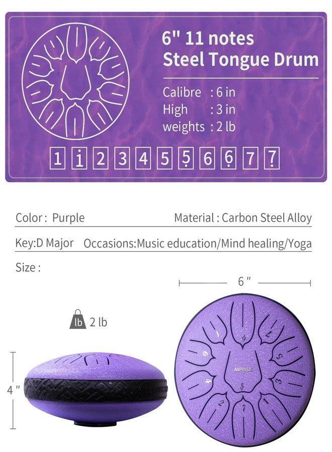 NIPINUS Steel Tongue Drum 6 Inch 11 Notes,Steel Hand Drum,Drum Percussion for Meditation Yoga Musical Education - Image 2