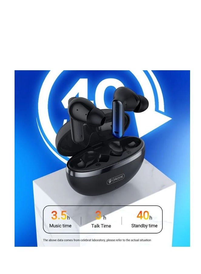 Celebrat W53 True Wireless Earbuds ANC - Stereo HIFI Sound Quality - Black