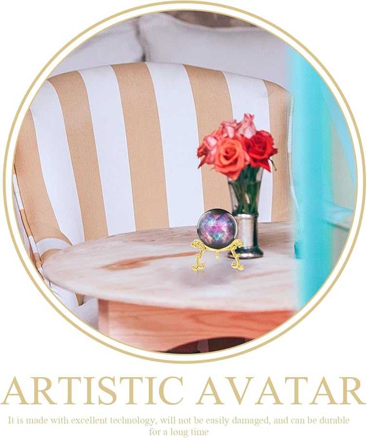 حامل ثلاثي القاعدة من سبيكة الذهب للكرة البلورية لحجارة الكرات ديكور المنزل والمكتب - Image 2