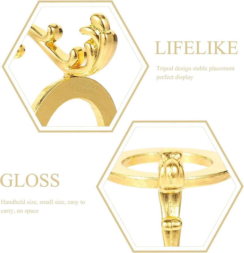 حامل ثلاثي القاعدة من سبيكة الذهب للكرة البلورية لحجارة الكرات ديكور المنزل والمكتب - Image 5