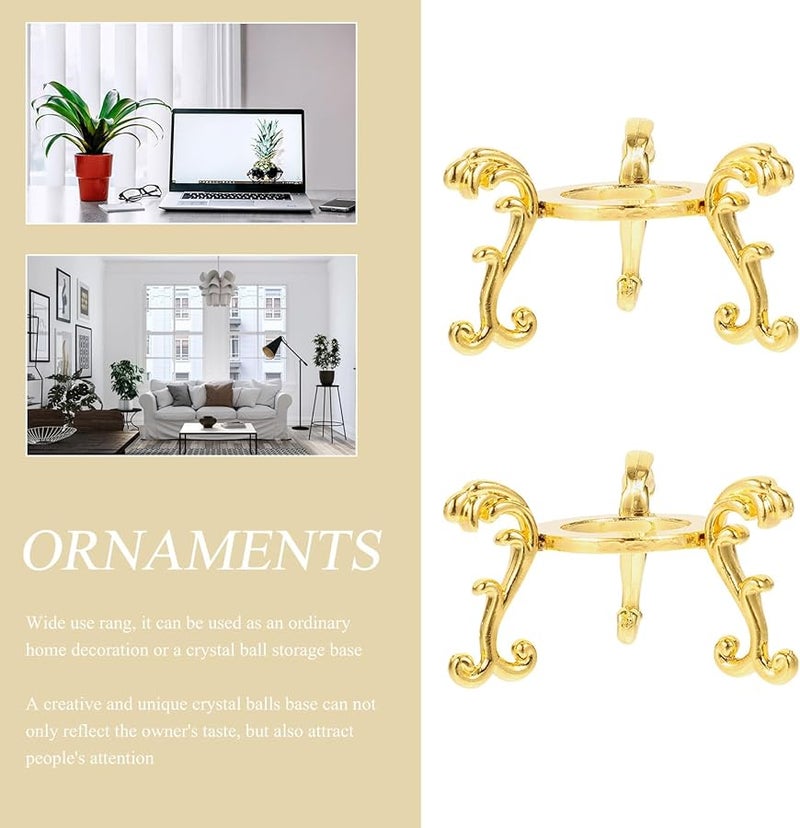 حامل ثلاثي القاعدة من سبيكة الذهب للكرة البلورية لحجارة الكرات ديكور المنزل والمكتب - Image 4