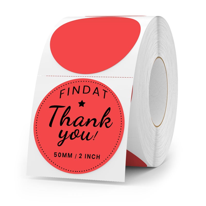 FINDAT Round Thermal Labels 2 Inch Vinyl Circle Red Direct Printer Stickers Waterproof SelfAdhesive Decals Label for Logo Design Sealing Office Address 500 PCS - Image 2