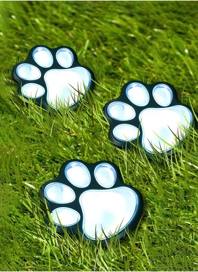 Generic Pack of 3 Outdoor Solar Powered LED Dog Paw Lights,Garden Decoration for Lawn,Garden and Path,Waterproof Wiring Free Decorative Lights  - Image 1