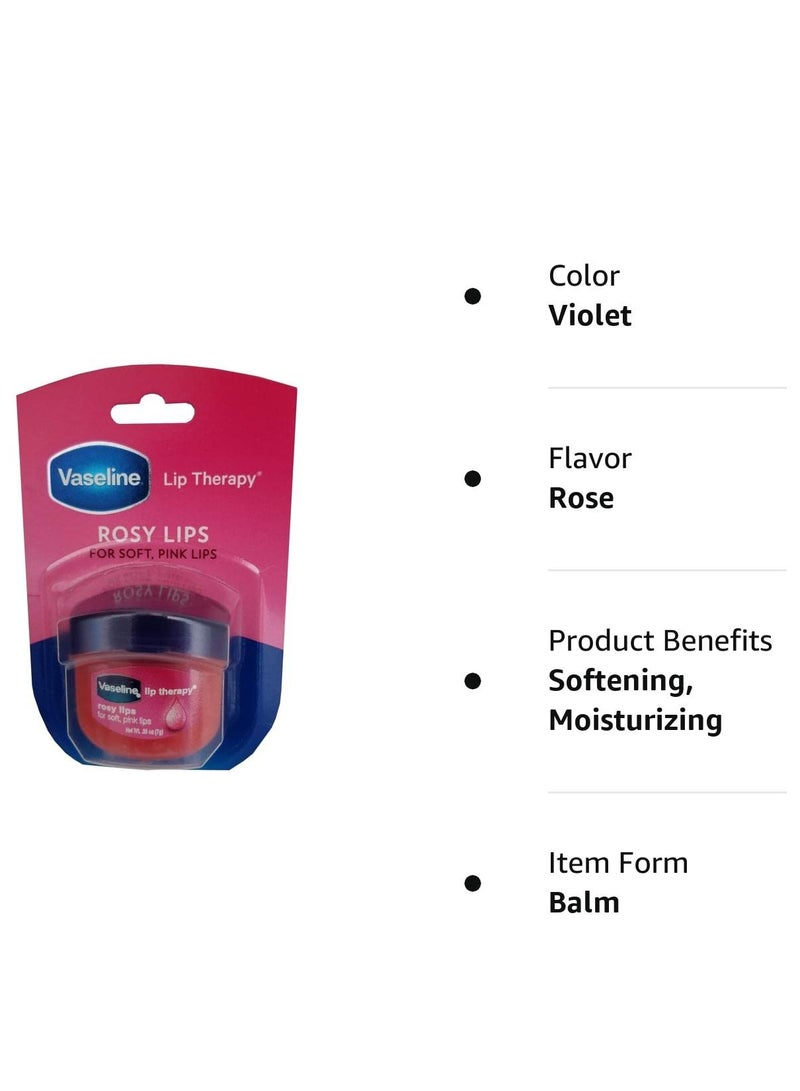 Vaseline Lip Therapy Rosy Lips 3-Pack â€“ Moisturizing Lip Balm for Very Dry Lips in Mini Jars, 0.25 Oz. - Image 2