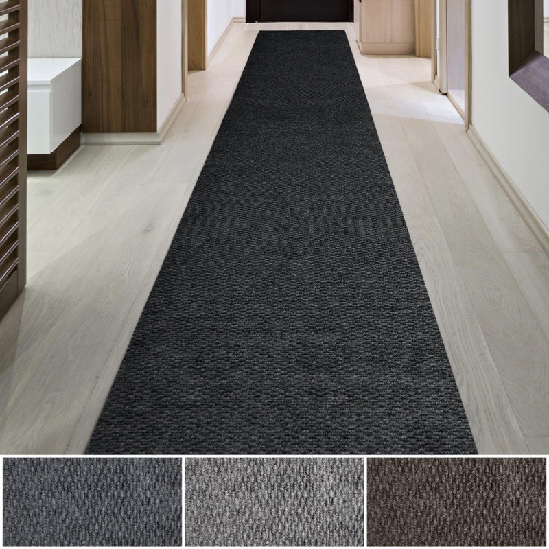 iCustomRug iCustomRug Spartan Weather Warrior IndoorOutdoor Utility Berber Loop Carpet Runner with NonSlip Thermoplastic Rubber Backing 3ft X 8ft in Black 