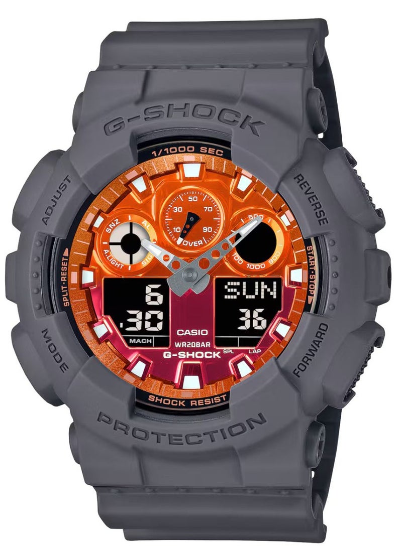 G-SHOCK Men's Analog-Digital Watch Flame Orange - GA-100FL-8ADR  - Image 1
