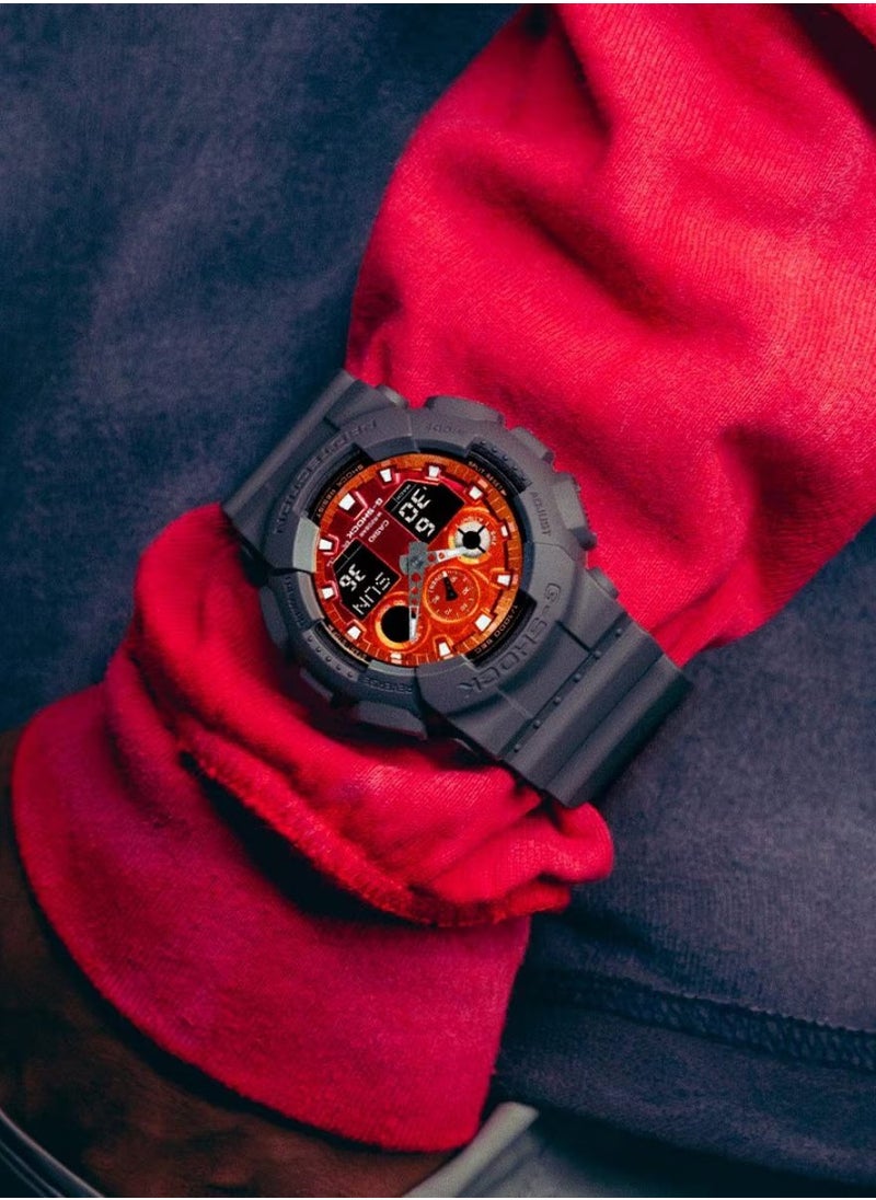 G-SHOCK Men's Analog-Digital Watch Flame Orange - GA-100FL-8ADR  - Image 4
