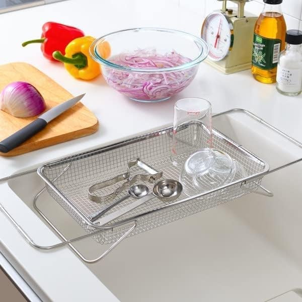 Omdhanu The Sink Stainless Steel Oval Colander with Fine Mesh 6 Quart Strainer Basket Expandable Handles Strain Drain Rinse Fruits Vegetables 1pcs - Image 2