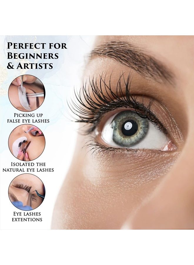 TrendGenics Eyelash Extensions Tweezers Professional Lash Tweezers for Volume, Isolation & Classic False Lashes Stainless Steel Hand Calibrated Straight/Curved Tips Precision Tweezers Set 2pcs - Image 2