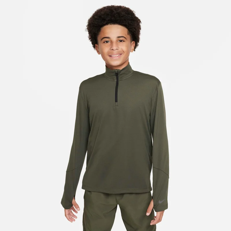 نايكي بلوزة أطفال بأكمام طويلة بسحاب نصفي وحماية من الأشعة فوق البنفسجية