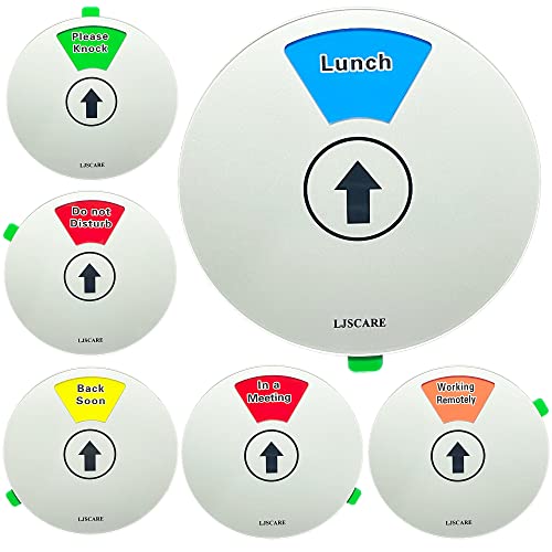 LJSCARE Office Door Sign, Please Knock/Out To Lunch/Do Not Disturb/In a Meeting/Back Soon/Working Remotely 6 Options, Office Privacy Sign 6 Inch Silver - Image 1