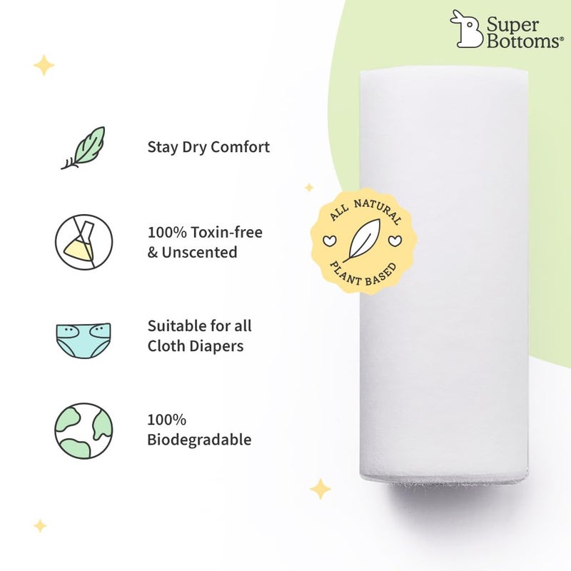 superbottoms Disposable Easy Clean Top Sheets l Easy To Dispose l Compatible With Cloth Diaper, Langot & Padded Underwear l Hypoallergenic, Skin-Friendly|(100 Per Pack) Pack of 2 - Image 5
