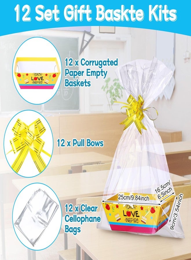 SiliFine 12 Set Graduation Baskets for Gifts Empty Teacher Gift Baskets with Pull Bows End of Year Thank You Present Bags Boxes for Teachers Appreciation Graduation Party Supplies - Image 2