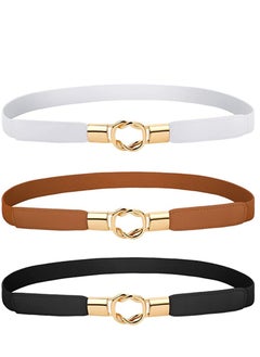 Women Waist Belt Skinny Elastic Thin Belt Waist Cinch Belt for Women Girls Accessories Fashion Women Belt Vintage Buckle Skinny Waist Strap Pin Buckle Belts for Jeans Dress Shorts 3 Pieces