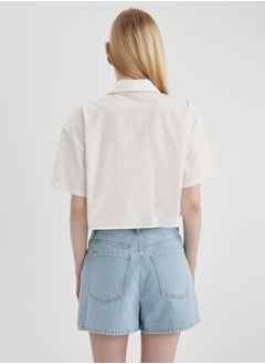 DeFacto Oversize Fit Shirt Collar Poplin Short Sleeve Shir  - Image 2