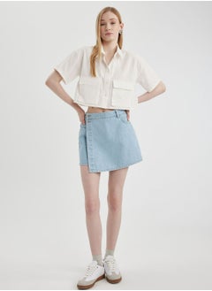 DeFacto Oversize Fit Shirt Collar Poplin Short Sleeve Shir  - Image 5
