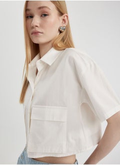 DeFacto Oversize Fit Shirt Collar Poplin Short Sleeve Shir  - Image 3