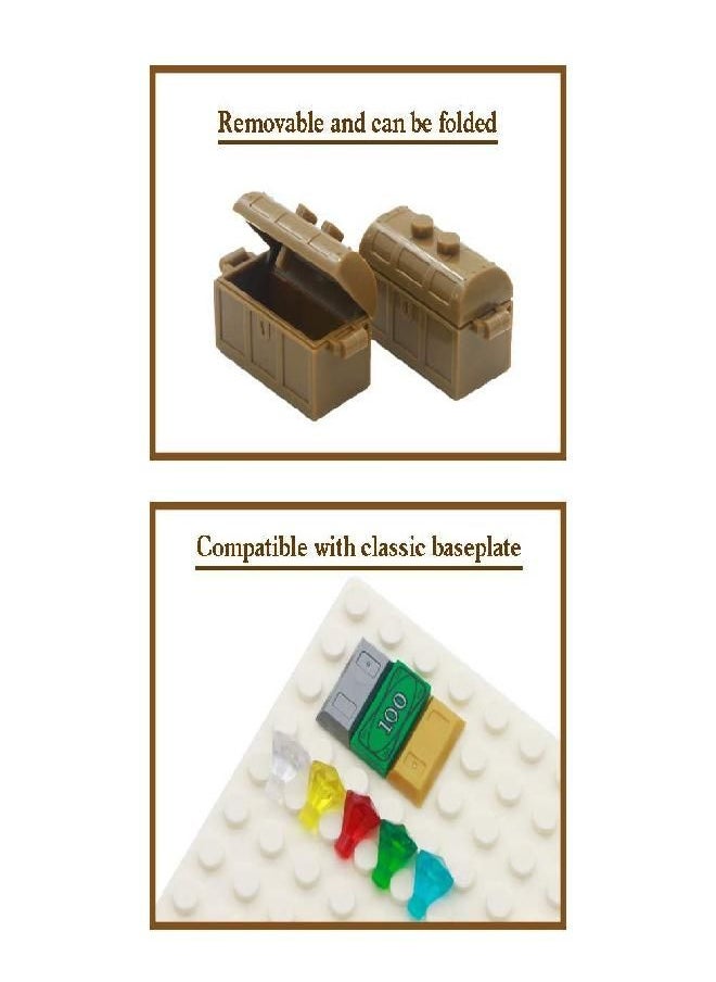 BroTex BroTex Pirate Accessories Money - Treasure Chest Building Block Bricks Pack, Money Gold Bar, Gems Diamonds, Jewels with Pirate Boat Ship People Parts, Building Bricks Set  - Image 2
