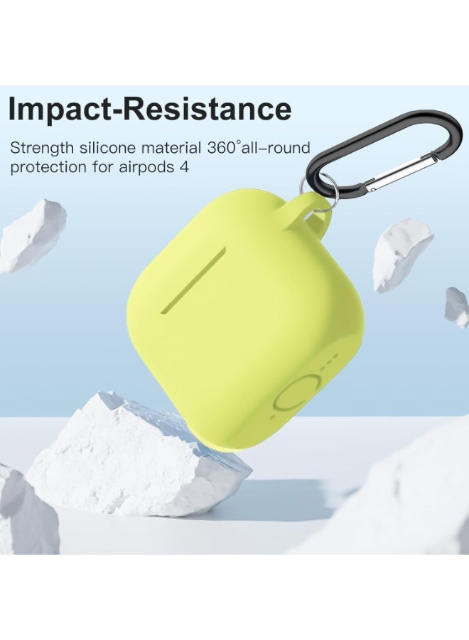 Compatible with AirPods 4 Case (2024) – Soft Silicone Shockproof Full Protective Cover with Keychain, Durable Anti-Scratch Case for Apple AirPods 4th Generation for Women and Men (Yellow) - Image 3