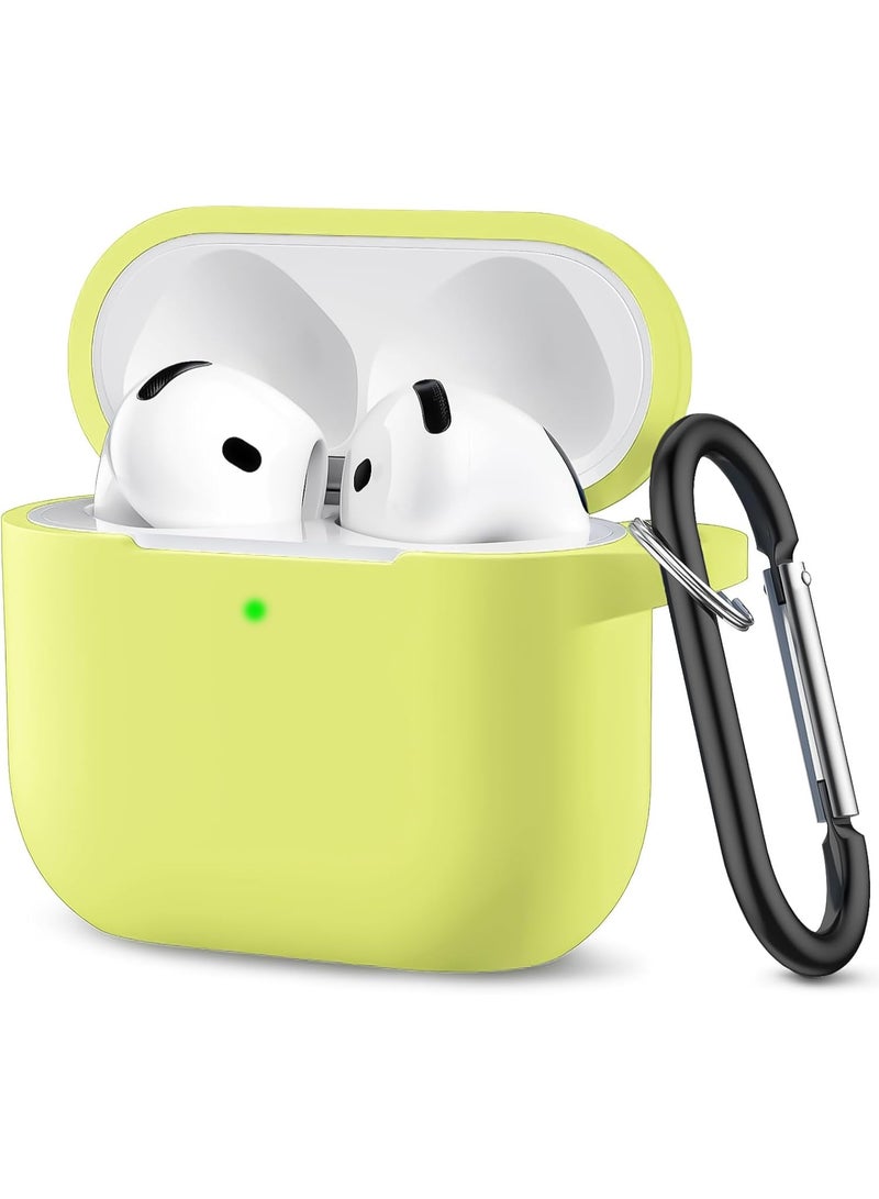 Compatible with AirPods 4 Case (2024) – Soft Silicone Shockproof Full Protective Cover with Keychain, Durable Anti-Scratch Case for Apple AirPods 4th Generation for Women and Men (Yellow) - Image 1