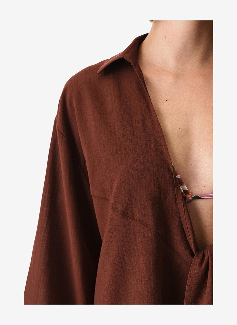 Penti Women Sienna Long Sleeve Brown Shirt - Image 3