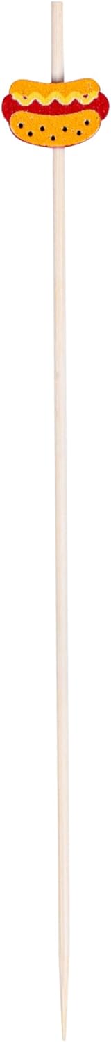 Restaurantware6 Inch Wooden Hot Dog Skewers 100 Disposable Sandwich Picks  BuiltIn Hot Dog Cartoon Sustainable Bamboo Decorative Food Picks For Parties Or Picnics - Image 2