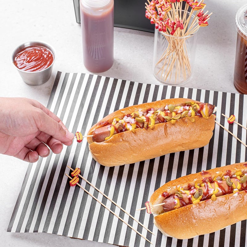 Restaurantware6 Inch Wooden Hot Dog Skewers 100 Disposable Sandwich Picks  BuiltIn Hot Dog Cartoon Sustainable Bamboo Decorative Food Picks For Parties Or Picnics - Image 5