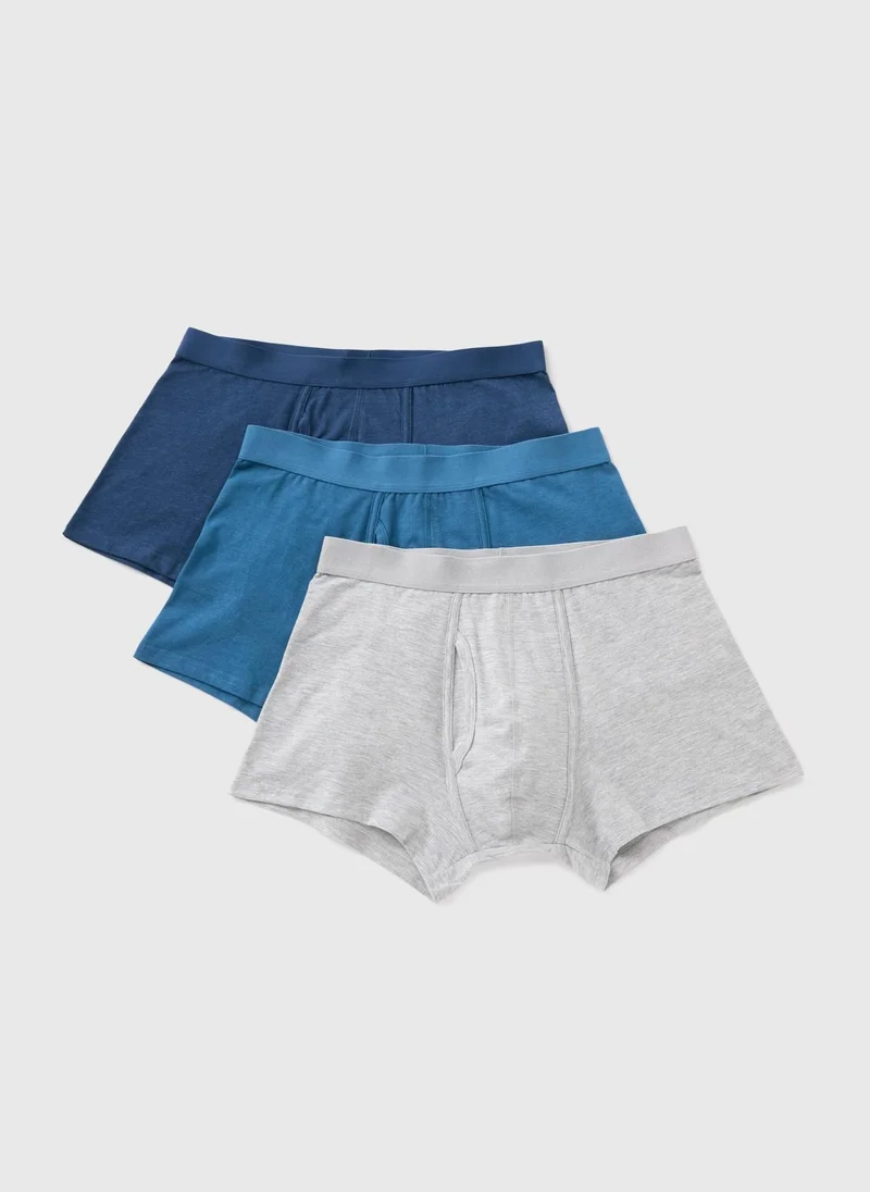 Matalan 3 Pack Blue Keyhole Boxers