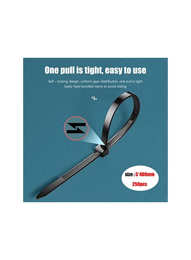 Occuwzz 250 Pcs Cable Zip Ties 400mm Premium Plastic Multi-Purpose Self-Locking Nylon Wire Ties Tensile Strength for Indoor and Outdoor - Image 4