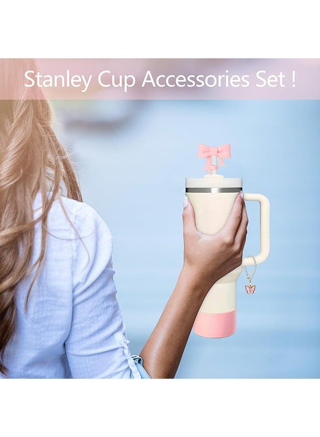 YelaJoy Stanley Cup Accessories Set, Cute Pink Bow Straw Cover Toppers for Stanley Cup 30/40oz Tumble  - Image 3