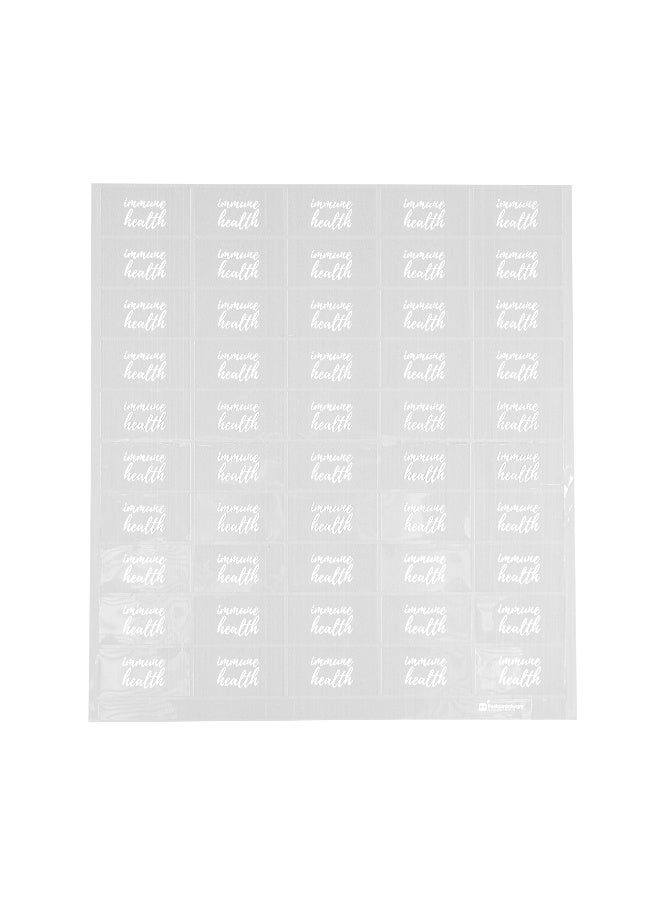 Restaurantware 1.9 x 1 Inch Immune Health Juice Bottle Labels, 100 Self-Adhesive Labels For Bottles - Resists Condensation, For Drink Pouches, Clear With White Font Plastic Water-Resistant Labels, - Image 2