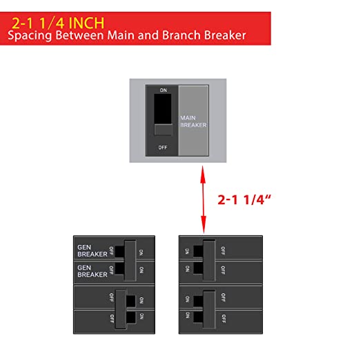 Flngr Generator Interlock Kit Compatible with Eaton or Cutler Hammer Vertical Throw CH Series 150 or 200 amp, 2 1/4" Spacing Between Main and Branch Breakers - Image 3