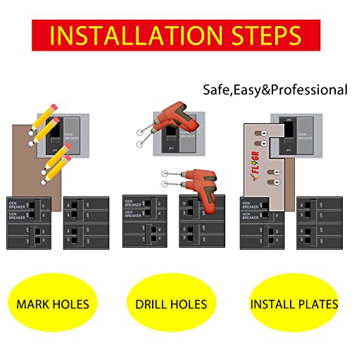 Flngr Generator Interlock Kit Compatible with Eaton or Cutler Hammer Vertical Throw CH Series 150 or 200 amp, 2 1/4" Spacing Between Main and Branch Breakers - Image 4
