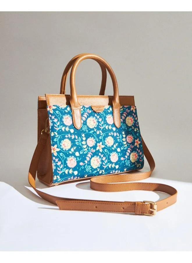 Chumbak TEAL BY CHUMBAK Blue Bloom Women's Hand Bag - Blue Floral